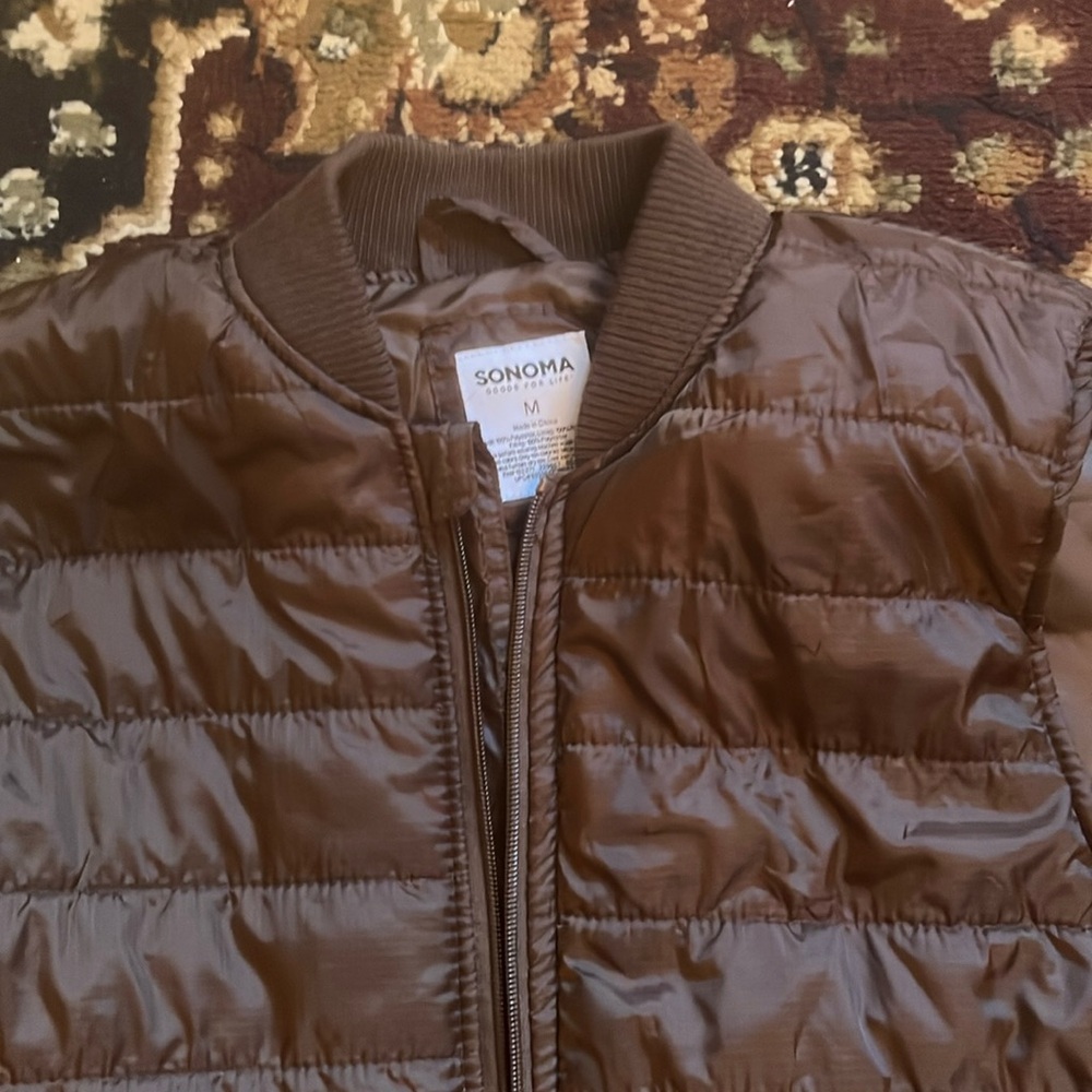 Brown mens puffer vest